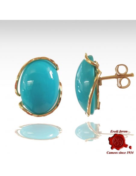 Blue Turquoise Earrings with Leverback in Gold