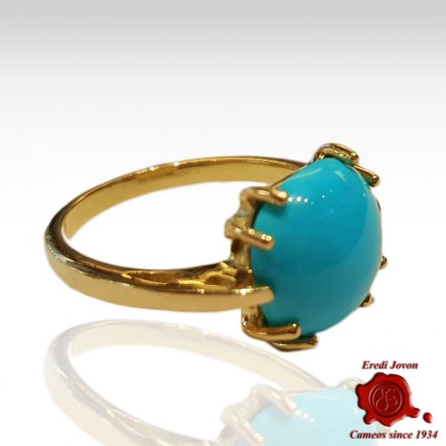 Turquoise Cabochon Ring Gold Griffe