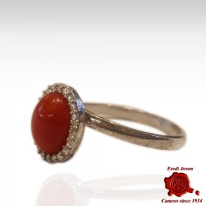 Red Coral And Zirconia Ring 2