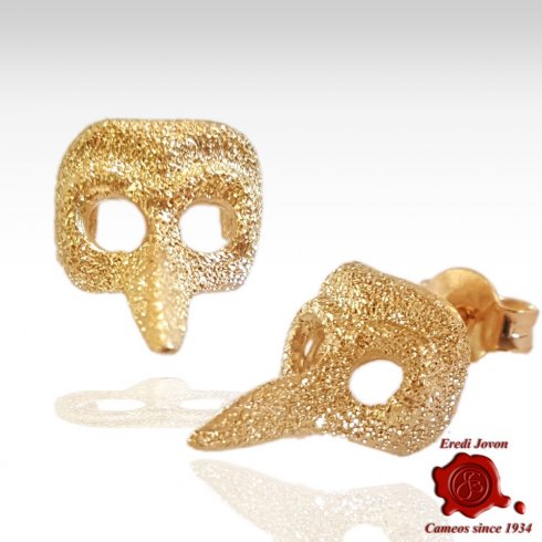 Plague Doctor Stud Gold Mask Earrings