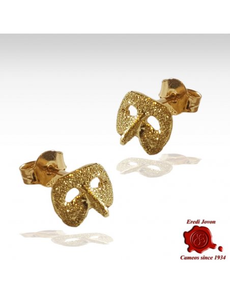 Gold Earrings Venetian Mask Carnival Harlequin