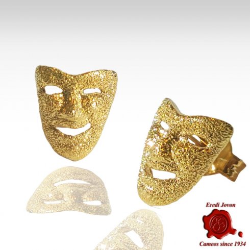 Gold Earrings Mask Carnival Venice Comedy Big