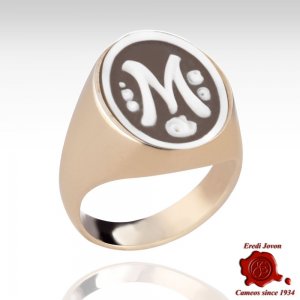 Anello Chevalier Cammeo con Iniziale Tondo 2