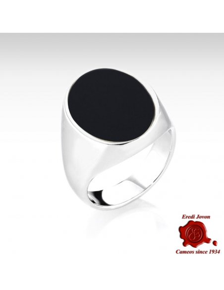 Onyx Silver Signet Ring