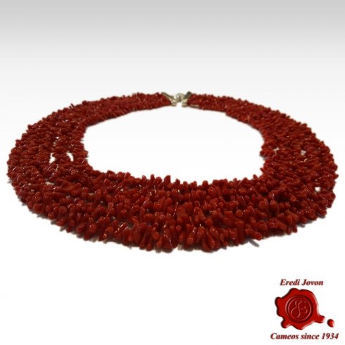 Multi String Red Coral Necklace