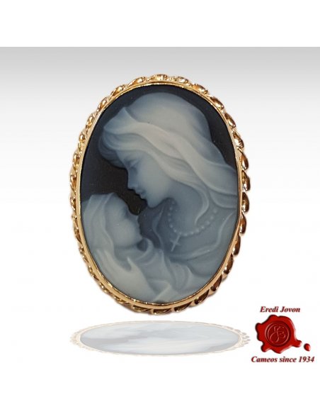 Mother Mary Gold Cameo Brooch