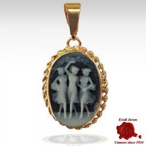 Tre Grazie cammeo ciondolo oro