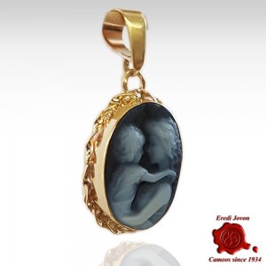 Mother and Baby Gold Blue Cameo 2