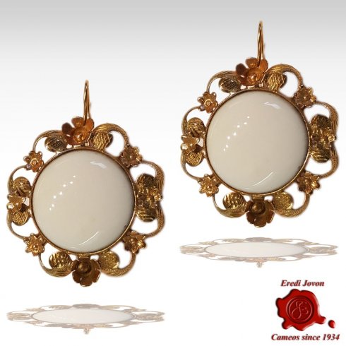 White Coral Earrings Antique