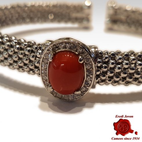 Designer Jewelry Italian Red Coral Sterling Silver Overlay 27 grams Bracelet 7-9 Long 