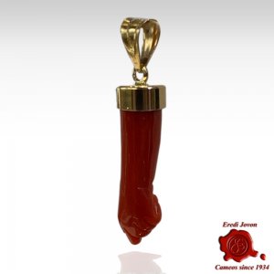 Mano "Figa" in Corallo Rosso e Oro 2
