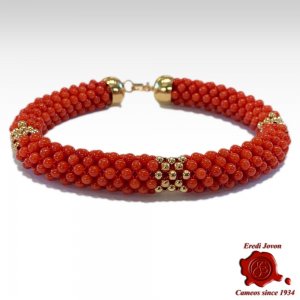 Bracciale Corallo Rosso in Oro Tessito 2