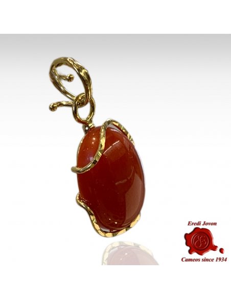 Red Coral Pendant Sparkling Gold