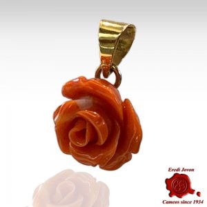 Coral Engraved Rose Pendant for Necklace 2