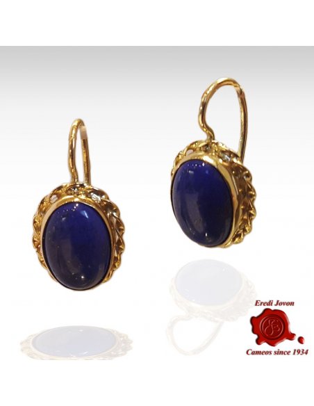 Blue Lapis Lazuli Dangle Earrings Gold