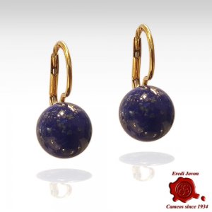 Orecchini Lapis Pallino Pendenti Argento Dorato