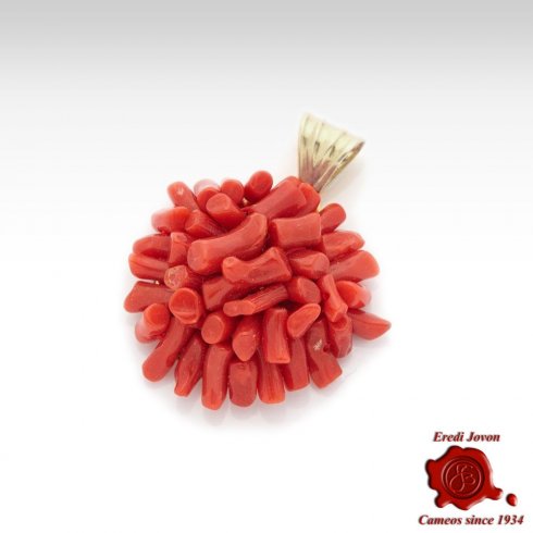 Red Coral Pendant for Necklace in Silver