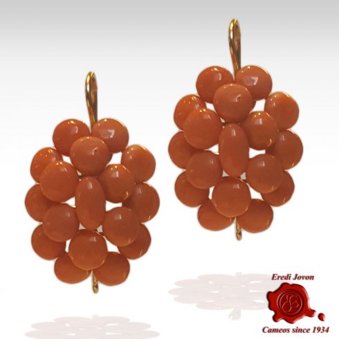 Dangle Earrings with Antique Sicily Coral