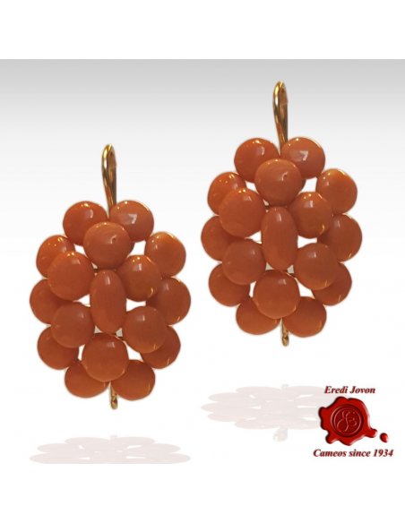 Dangle Earrings with Antique Sicily Coral