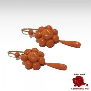 Orecchini Corallo di Sciacca Antico Pendenti con Goccia 2