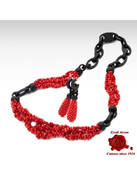 Red Coral Ebony Necklace