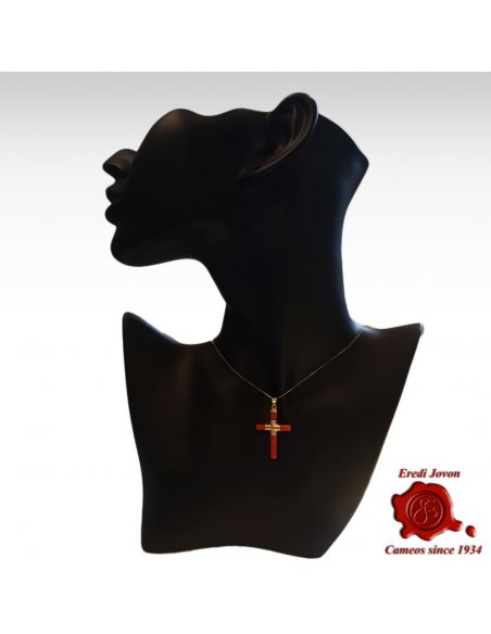 Cross Red Coral Silver