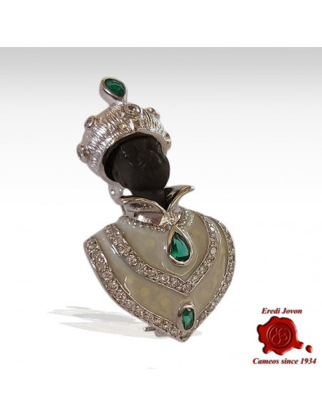 Venetian Blackamoor Brooch Silver Jewelry