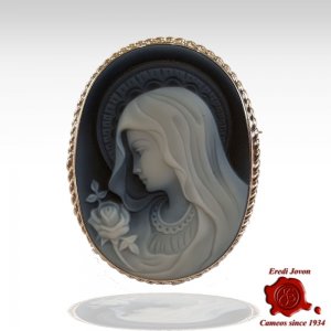 Holy Virgin Silver Cameo Brooch