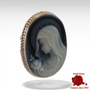 Holy Virgin Silver Cameo Brooch 2