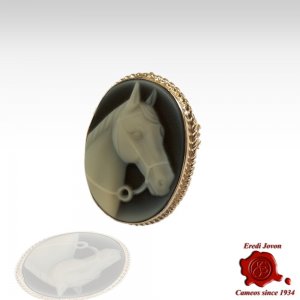Horse Cameo Brooch in Silver 2