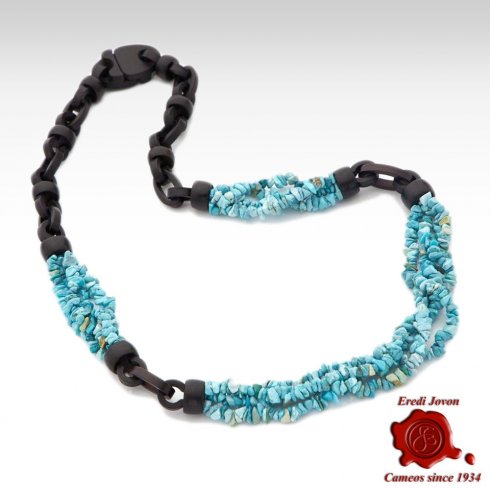 Genuine Turquoise and Ebony Necklace
