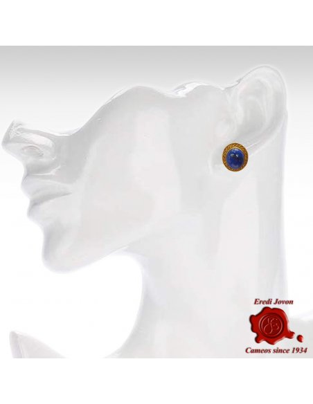 Filigree Lapis Lazuli Studs Earrings in Gold