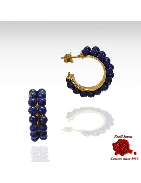 Blue Lapis Lazuli Earrings Gold Studs