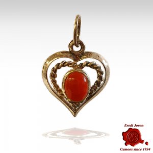 Red Coral Pendant Heart...