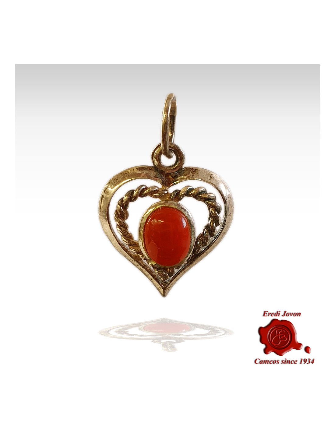 Vintage 18k Gold Natural Red Orange Coral Heart Shape Pendant price per one