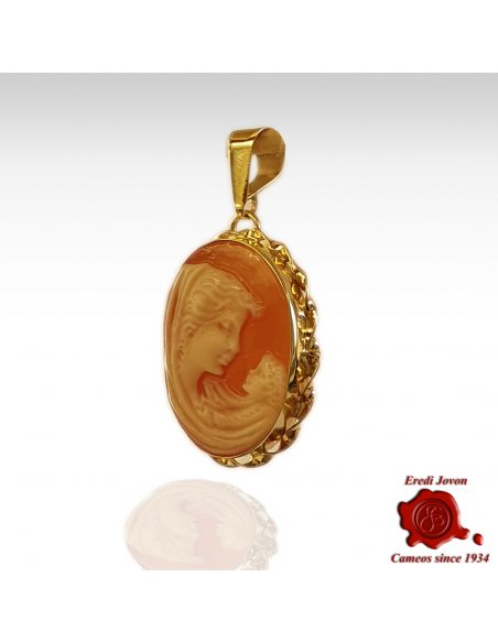 Mother with Child Cameo Gold Necklace