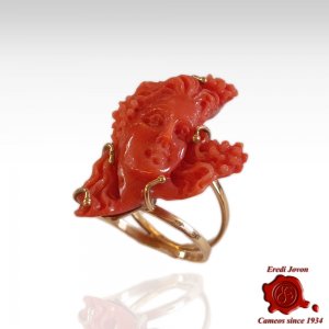 Coral Cameo Ring in Gold