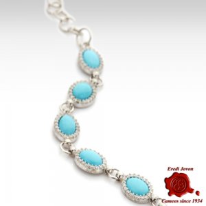 Turquoise Silver Bracelet with Zirconia 2
