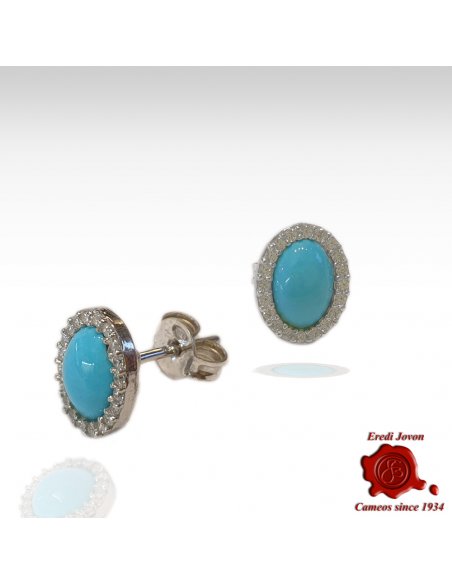 Earrings Turquoise and Zirconia Studs