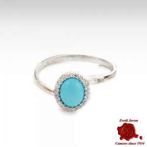 Turquoise And Zirconia Ring