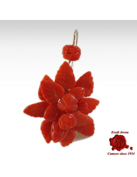 Antique Coral Earrings Flowers and Fruits