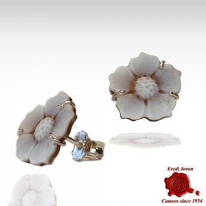 Shell Sardonica cameo flower earrings Studs 2