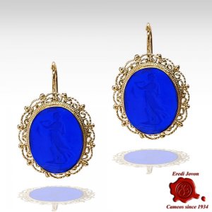 Intaglio Earrings Pandora Box Cameo