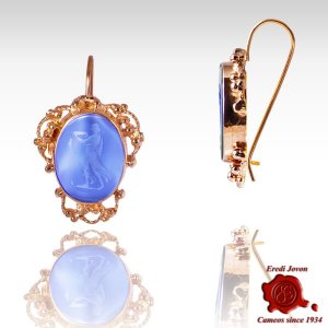 Gold Intaglio Earrings Venetian Glass Cameo 2