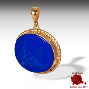 Intaglio Pendant Cameo Jewelry in Blue