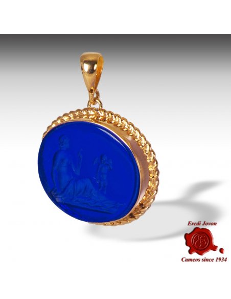 Intaglio Pendant Cameo Jewelry in Blue