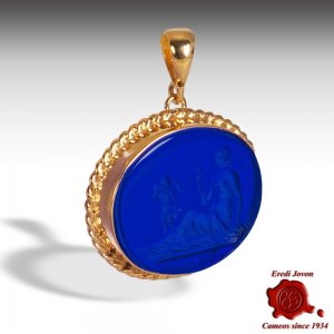 Intaglio Pendant Cameo Jewelry in Blue 2
