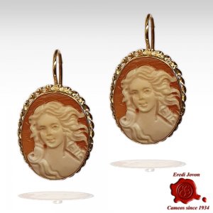 Birth of Venus Cameo Earrings Gold