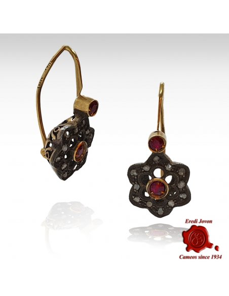 Antique Ruby Earrings with Diamonds