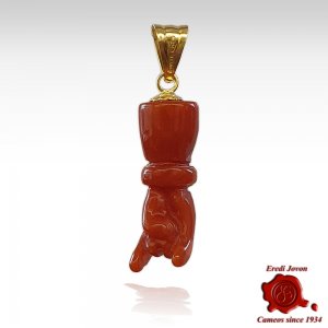 Mano che fa le Corna Corallo Oro Portafortuna 2